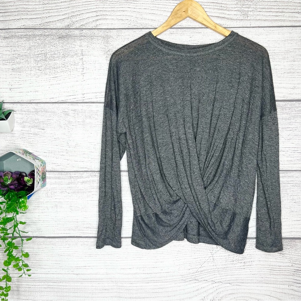 Babeau Gray Twist Draped Long Sleeve T-Shirt Size Small - Picture 7 of 7